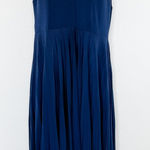 Max and Cleo  Halter Pleated Midi Dress‎ Navy Size Large Minimalist Retro Glam Photo 0