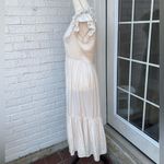 Generation Love  Women's Ivory Tiered Midi Dress Ruched Ruffle Sleeves Size M Photo 2