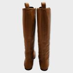 Vicini Tapeet Zipper Tall Leather Boot Front Zip Up Flat Riding Boots Sz 37.5 Brown Photo 6