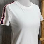 Aritzia  TNA White Short Sleeve Shoulder Striped Photo 1