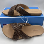 Draper James NEW  Women's Size 8 Raffia Cross Strap Slip On Sandals, “Alex” Brown Photo 0