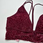 Victoria's Secret  Red floral Velvet Bra Large with Plunging Neckline Photo 2
