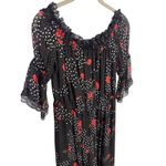 The Kooples  Popi Pop Floral Chiffon Lace Trim Off Shoulder Dress Size 3 Large Photo 5