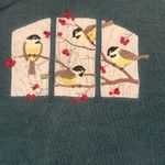 Top Stitch Morning Sun Bird Floral Embroidery Sweatshirt L Teal Cottagecore Green Size L Photo 8