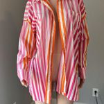 Beach Riot  Womens Sz L/XL  Top Pink Orange Stripe Swim Cover Up Button Up #148 Photo 5
