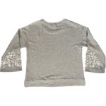Westport | Gray with Floral Appliqués Bell Sleeve Sweatshirt | Large Photo 1