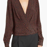 Diane Von Furstenberg Diane‎ Von Furstenberg Dot Print Silk Drape Front Blouse Size 10 Photo 0