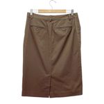 Ralph Lauren Lauren Premium Dark Brown Cotton Pencil Skirt Size 10 Khaki Chino Photo 2