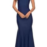 La Femme 30458 Navy Trumpet Gown Jersey 6 Photo 0