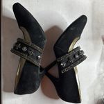 Avon Mark. Black Suede Jewel Encrusted High Heels Size 9 Photo 0