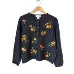 Susan Bristol Vintage 100% Wool Floral Embroidered Cardigan Size L Photo 1