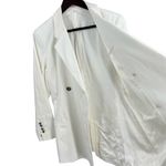 Helmut Lang Womens White Double Breasted Blazer Italian Cotton Size 12 Photo 6