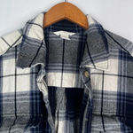 H&M Blue & White Plaid Button Front Flannel Cotton Shirt Shacket Size Large Photo 2