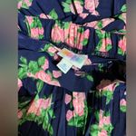 LuLaRoe  Deanne Navy Pink Floral Maxi Wrap Skirt Photo 4
