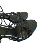 Paige  Viola Black Snake Embossed Leather Heels Strappy Ankle Tie Size 7.5 Womens Photo 7