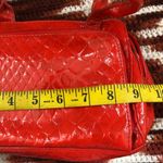 Red snakeskin patent faux leather mini shoulder hand bag purse silver buckles #gothic #whimsygoth Measurement in pics Photo 4