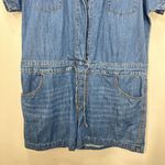 Belinda Women's Button Down Denim Short Romper Drawstring Waist Size Large Blue Photo 3