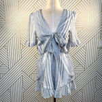 Lucca Couture Front Tie Short Sleeve Stripe Romper Photo 2