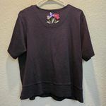 Bechamel Vintage Womens L Embroidered Short Sleeve Cardigan‎ Top Spring Floral Black Size L Photo 4