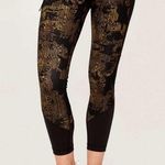 Lole  Burst Black and Gold Print Ankle Leggings. Size Small. EUC Photo 0