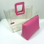 STAUD Shirley Transparent Handbag Tote Leather PVC Clear Pink Medium NWT Photo 12