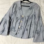 ZARA  Embroidered Cotton Poplin Shirt Size Large Photo 2