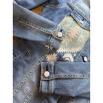 LuLaRoe Jean Jacket Size Small Southwest Aztec Boho Embroidered Blue Denim Hippi Photo 9