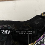 ZARA  Mini Dress Long sleeve Paisley Silky Satin Multicolored party cocktail M Photo 11