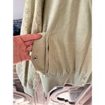 7 For All Mankind Embroidered Eyelet Sleeve Bomber Jacket Green Size Medium Photo 3