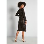 Modcloth NEW Golden Record Party Wrap Dress Black Photo 2