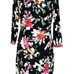 Ralph Lauren Lauren  Crossover Front Faux Wrap Dress Womens 4 Black Floral Photo 0