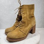 Frye  Karen Women Combat Boots 9.5 Tan Suede Leather Chunky Block Heel Photo 3