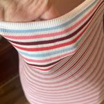 No Boundaries Striped Red Pink Blue White Women's Top New Photo 4