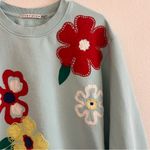 Alice + Olivia  Gaia Embroidered Blouson Sleeve Sweatshirt - Blue Photo 4