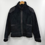 EXPRESS  Black Faux Suede Fur Lined Moto Jacket Womens Size Large Photo 0