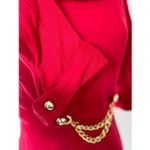Milly of New York Vintage Red Wool Career Dress w/ Gold Chain and Buttons Sz P Photo 2