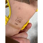 Tory Burch  Bright Yellow Leather Strappy Basket Woven Covered Heel Sz 7 Photo 12