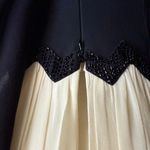 LUISA SPAGNOLI | Black & Cream Silk Surplice Bodice Beaded Cocktail Dress Size 6 Photo 7