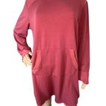 Bebop  Pale Red Soft Warm Long Sleeve Mini Dress With Front Pocket Photo 0