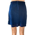 Mi Ami Women's Blue Floral Velvet Velour High Waist Zipper Mini A Photo 2