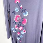 Garnet Hill Large Top Blue Embroidered Floral Pink Tunic Handkerchief Hem 1550 Photo 4