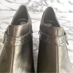 Easy Street  Booties Pewter Faux Leather Snake Embossed Strap 7.5 Shootie Chic Photo 4