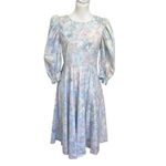 Selkie NWT The Sunroom Dress Monet Print Women’s Size 8 Puff Sleeve Cotton Blue Photo 1