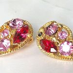 Vintage Fuschia Pink Regency Diamante Gold Tone Clip Photo 1