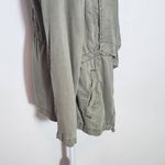 Max jeans  Distressed Green Draped Front Jacket Size Medium Army Green Jacket Photo 5