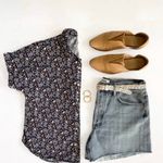 Universal Threads Universal Thread Floral Collared Button Up Short Sleeve Tee Photo 1