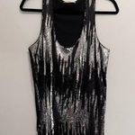 Sugar Lips  Flashy Shiny Sequins Black & Silver Women’s Tank Top Y2K Sz L EUC Photo 0