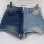 Revice Denim REVICE Womens Yin Yang Two Tone Denim Zippered Shorts Size 27 Pockets Nasty‎ Gal Photo 0
