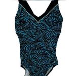 Nike Women's  Black Teal V-Neck Training Athletic Swimsuit Size Large EUC #7959 Photo 0