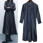 ZARA  Kyra Linen Blend Midi Shirt Dress Blue A-Line Long Sleeve 2674/250 size XS Photo 1